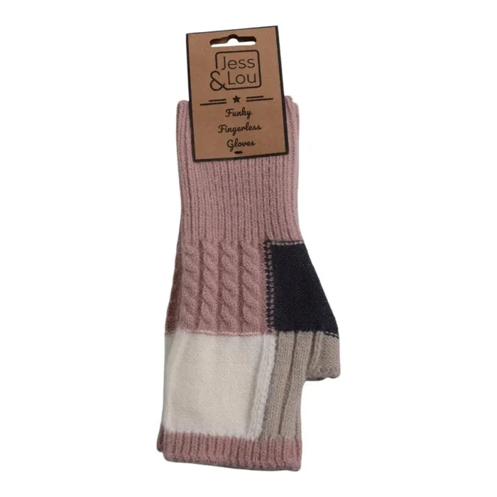 Multi Coloured Block Fingerless Gloves