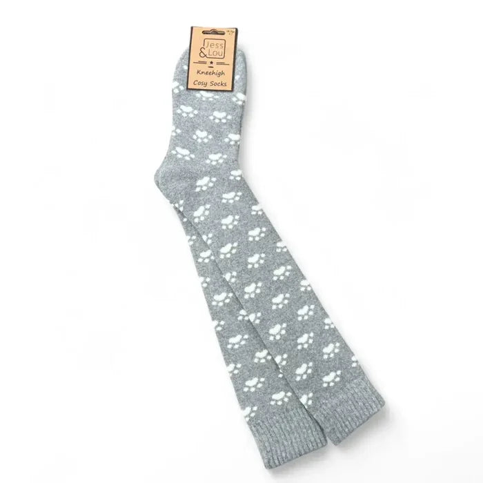 Jess & Lou - Paw Print Super Cosy Knee High Socks