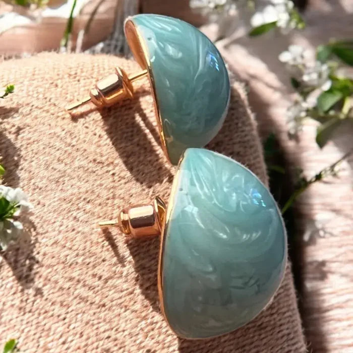 Jess & Lou - Stone Dome Stud Earrings in Sky Blue