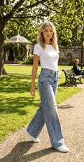 Kiss Pink Stone Wash Wide Leg Jean