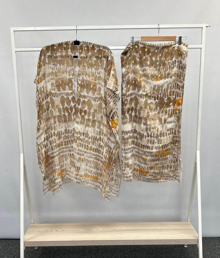 Ladies Abstract Kimono & Scarf/Sarong Combo
