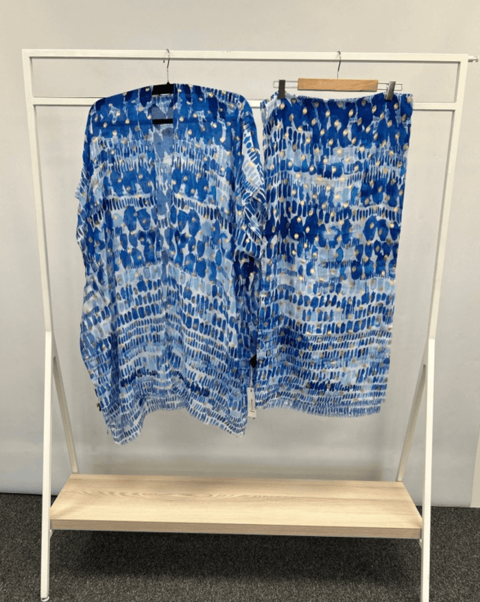 Ladies Abstract Kimono & Scarf/Sarong Combo