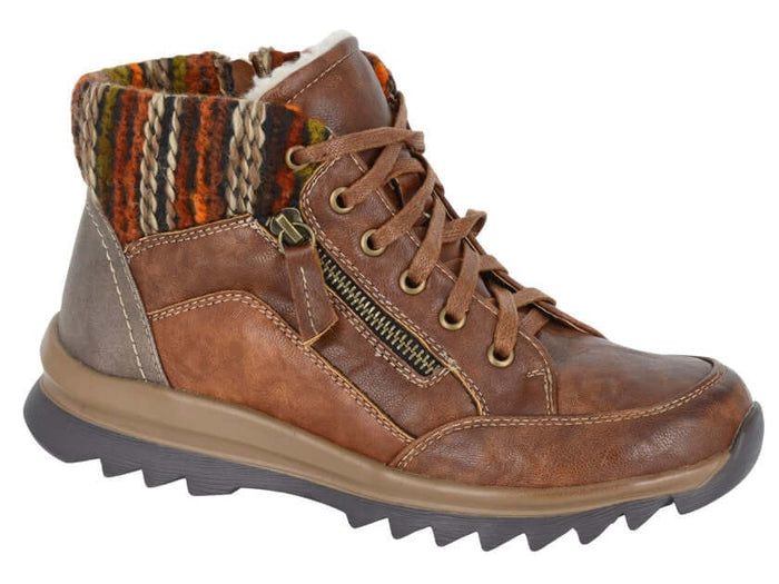 Ladies Brown Twin Zip 6 Eyelet Ankle Boot - Erte