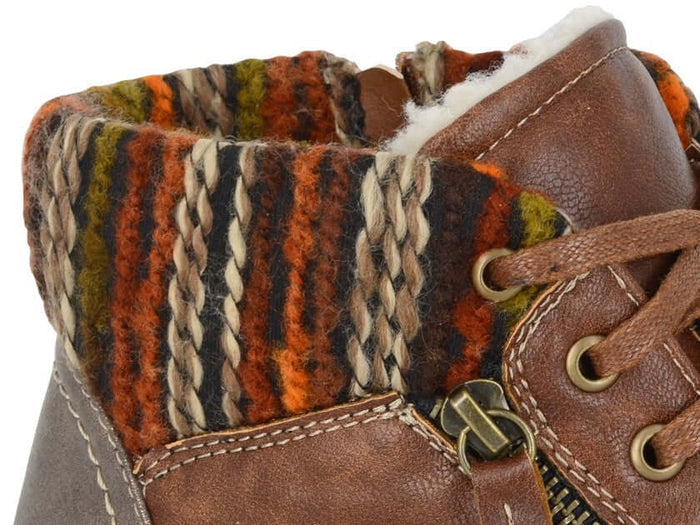 Ladies Brown Twin Zip 6 Eyelet Ankle Boot - Erte