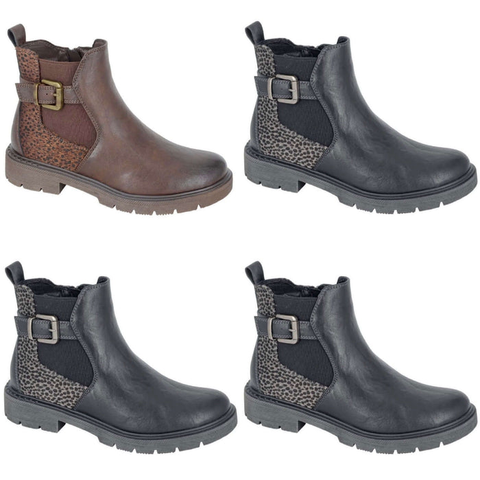 Ladies Buckle Ankle Boot - ARNALDA