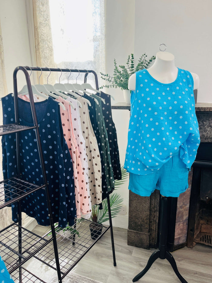 Ladies Cotton Spotty Vest Top