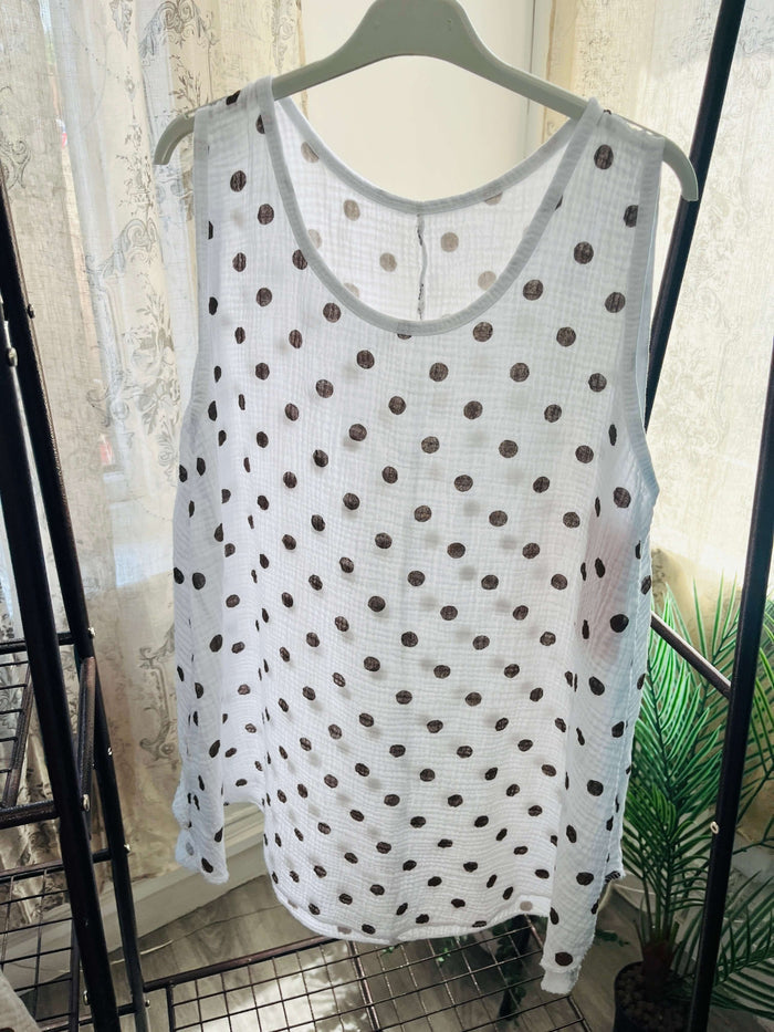 Ladies Cotton Spotty Vest Top