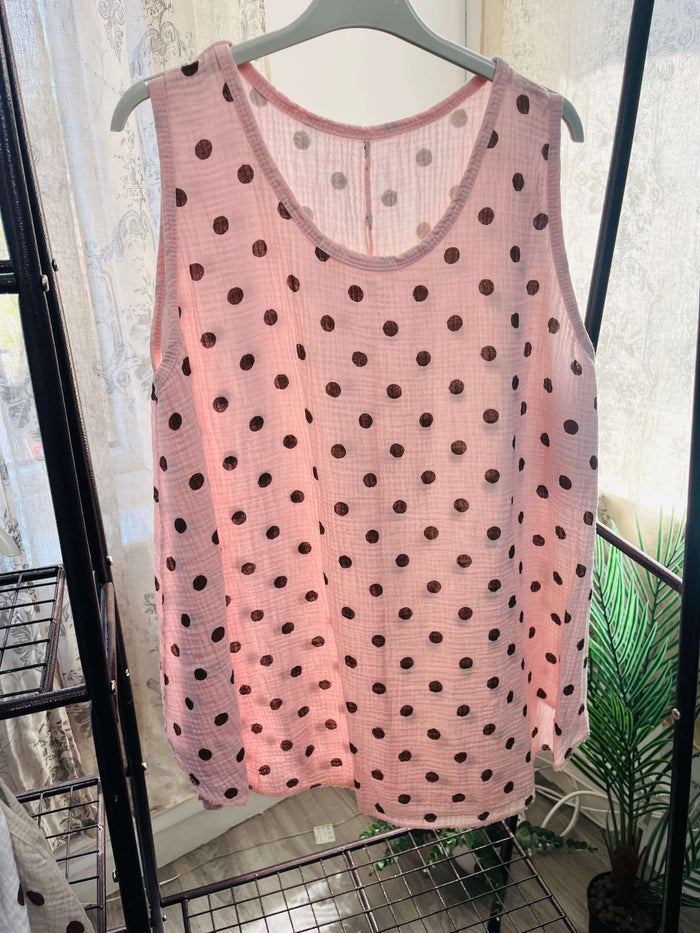 Ladies Cotton Spotty Vest Top