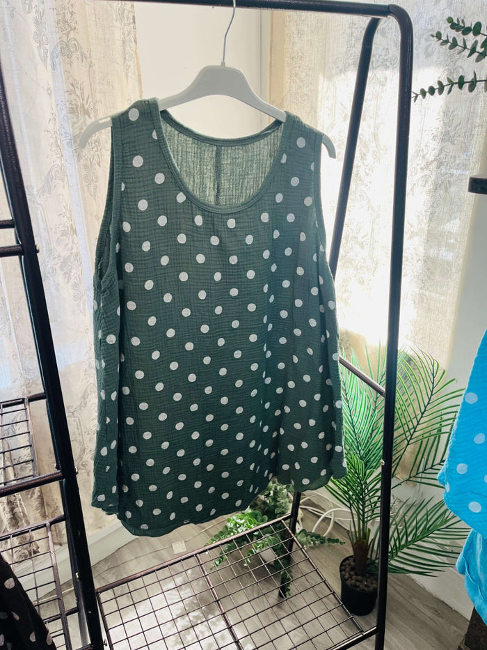 Ladies Cotton Spotty Vest Top