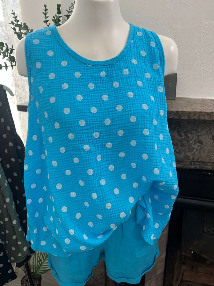 Ladies Cotton Spotty Vest Top