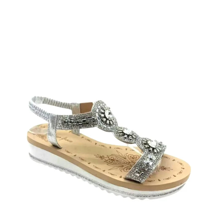Diamonte Trim Elastic Back Comfort Sandal