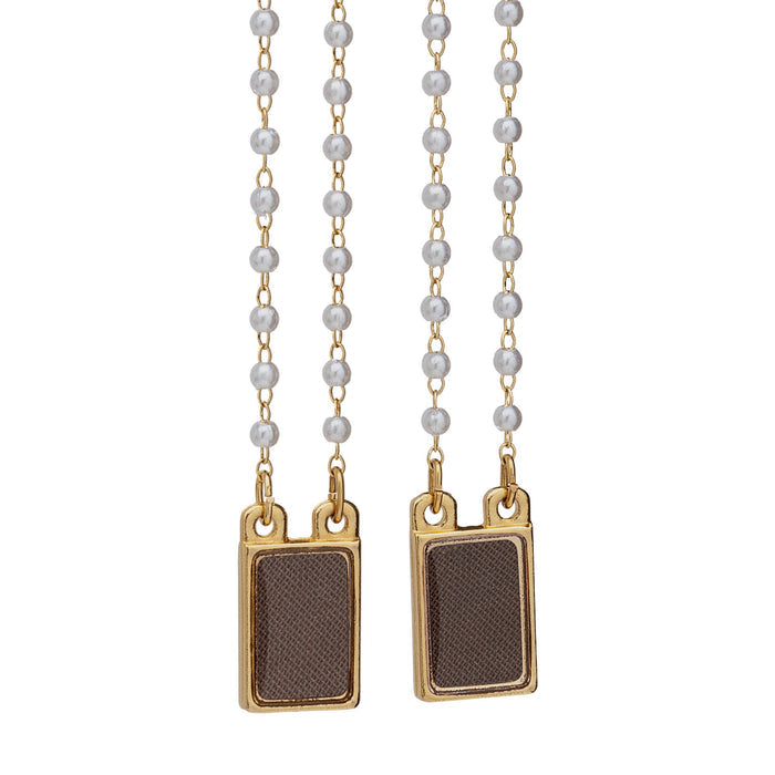 Lady's Scapular- Sacred Heart + Lady Mt. Carmel Pearl Beads