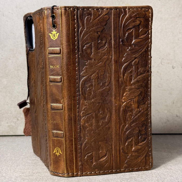 Leather Book Wallet Case for iPhone: Card Slots, Bible Style 17