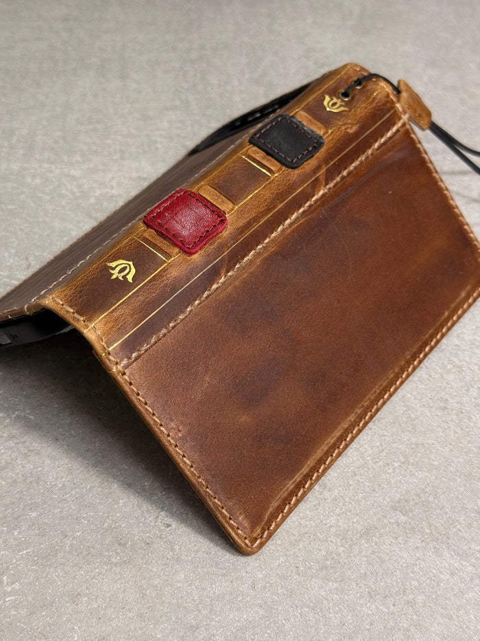 Leather Book Wallet Case for iPhone: Card Slots, Bible Style 17