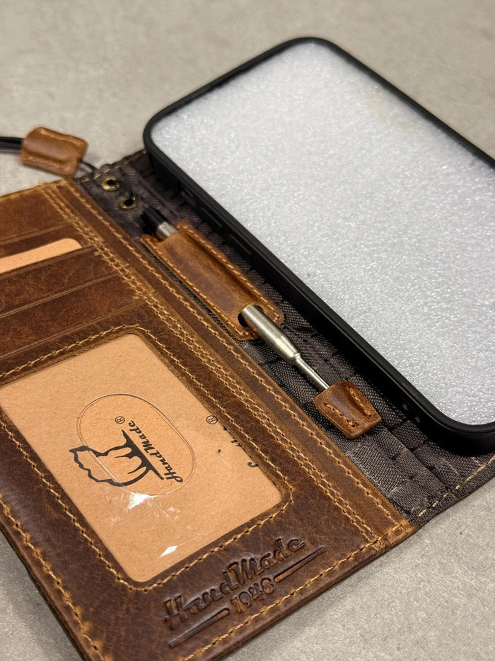 Leather Book Wallet Case for iPhone: Card Slots, Bible Style 17