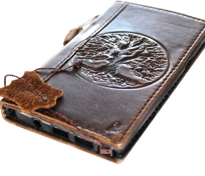 Leather Galaxy Wallet Case: Embossed Tree of Life, Vintage Style