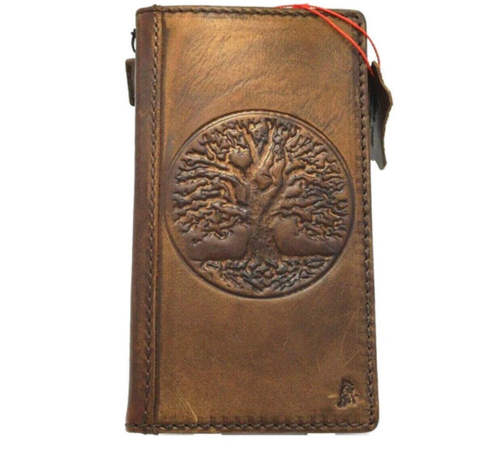 Leather Google Pixel Wallet Case: Vintage Tree of Life Design