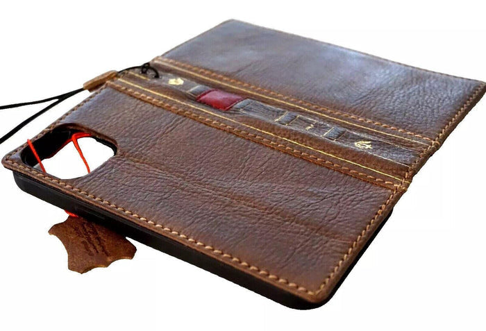 Leather iPhone Wallet Case: Book Style Card Slots