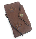 Leather iPhone Wallet Case: Dog Paw Print, Card Slots