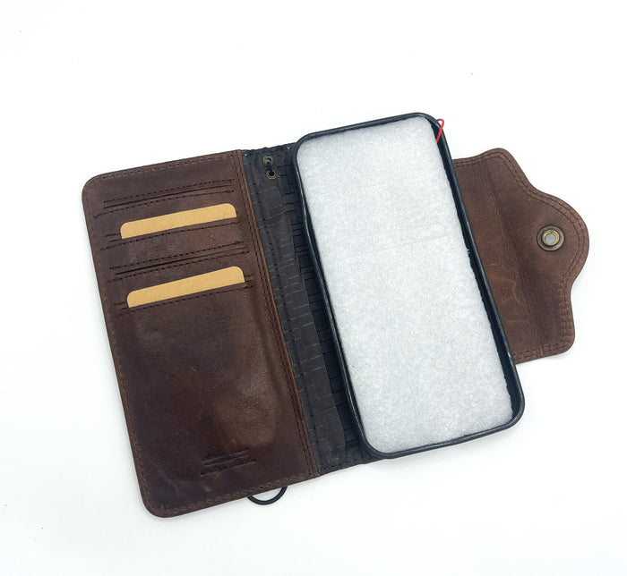 Leather iPhone Wallet Case: Dog Paw Print, Card Slots