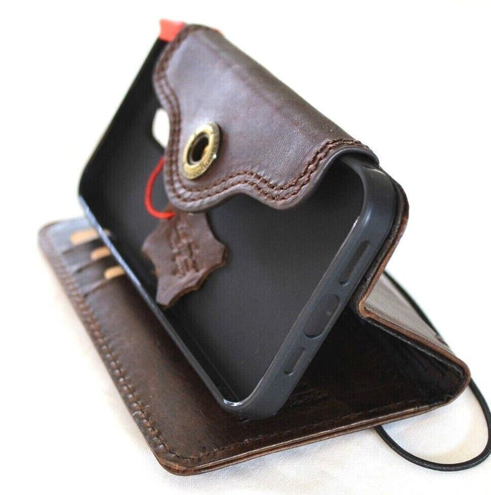 Leather iPhone Wallet Case: Dog Paw Print, Card Slots