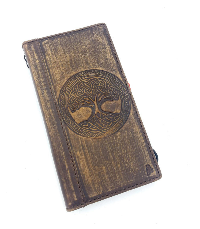 Leather iPhone Wallet Case: Tree Of Life Embossed Book Cover