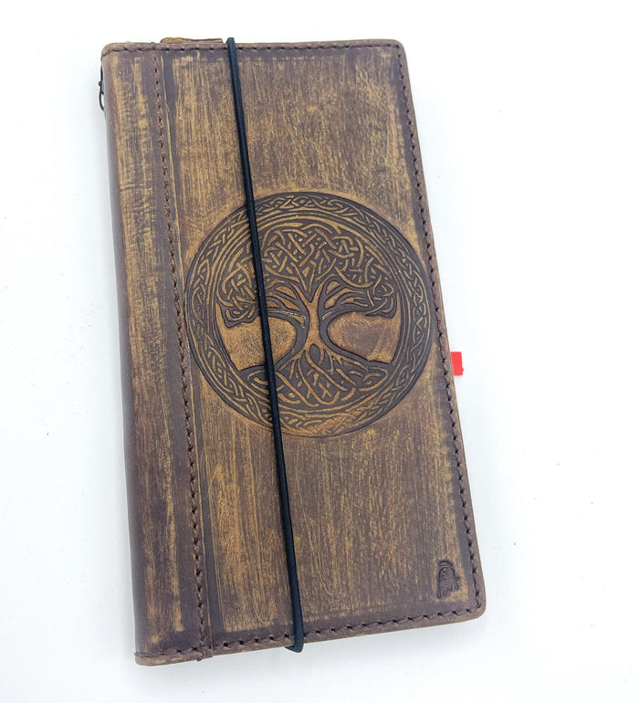 Leather iPhone Wallet Case: Tree Of Life Embossed Book Cover