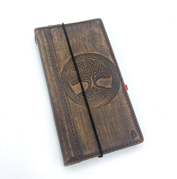 Leather iPhone Wallet Case: Tree Of Life Embossed Book Cover