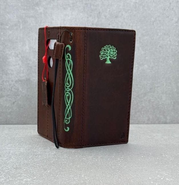Leather iPhone Wallet Case: Tree Of Life Embossed Cover