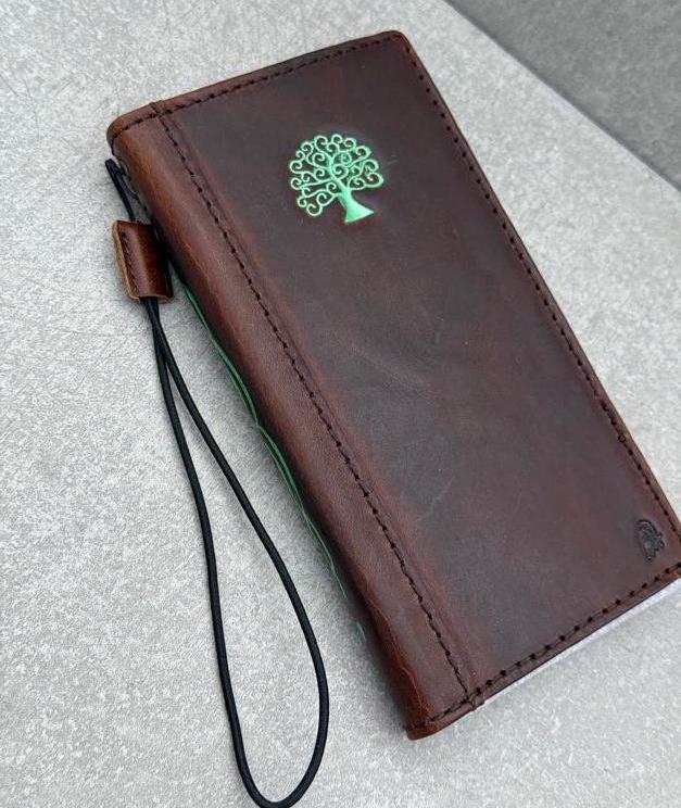 Leather iPhone Wallet Case: Tree Of Life Embossed Cover