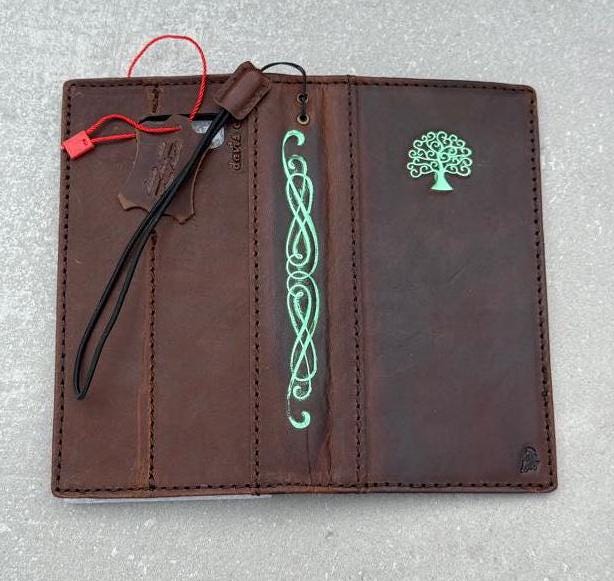 Leather iPhone Wallet Case: Tree Of Life Embossed Cover