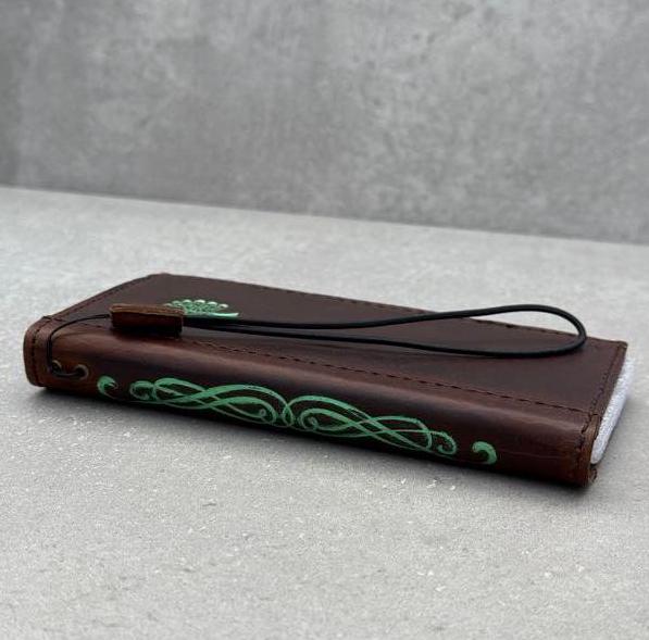 Leather iPhone Wallet Case: Tree Of Life Embossed Cover