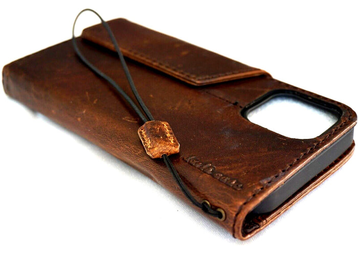 Leather iPhone Wallet Case: Vintage Book Style, Horse Stamping