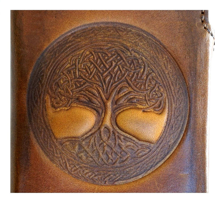 Leather iPhone Wallet Case: Vintage Book Style, Tree of Life