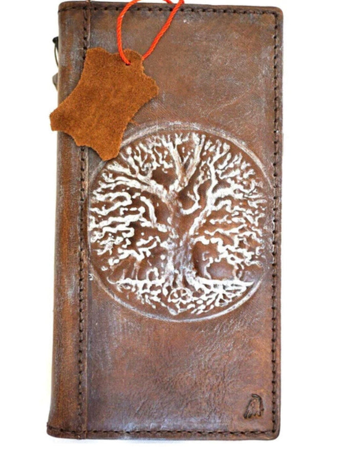 Leather iPhone Wallet Case: Vintage Tree Of Life, Credit Card Slots