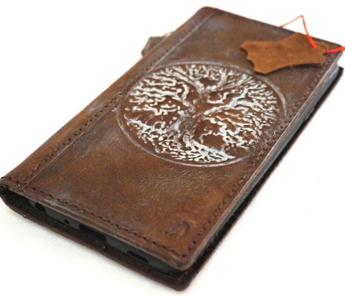 Leather iPhone Wallet Case: Vintage Tree Of Life, Credit Card Slots