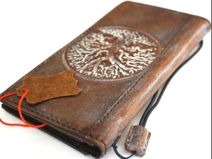 Leather iPhone Wallet Case: Vintage Tree Of Life, Credit Card Slots
