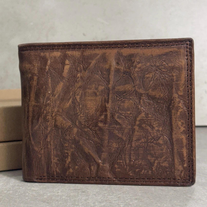 Leather wallet card slots  bill compartments thin design Hand-Stitched  Davidov art