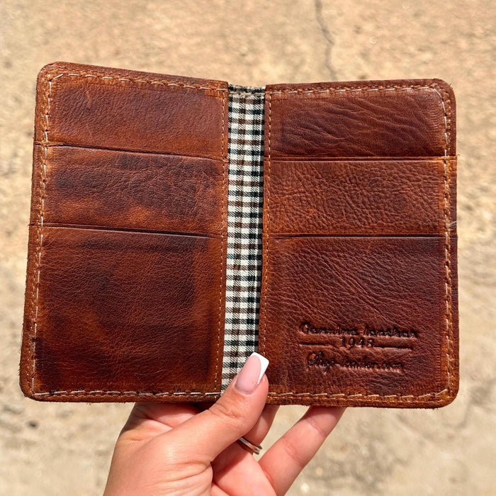 Leather wallet thin soft credit card vintage designed Diy Reto Davidov art