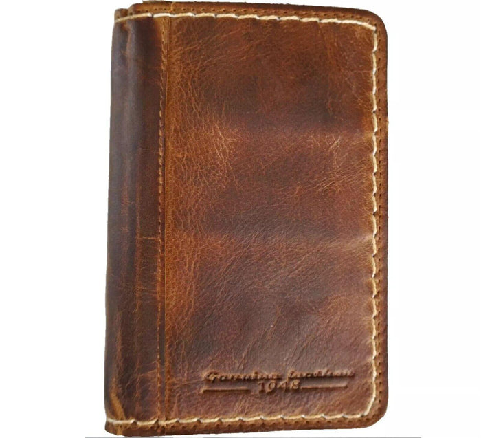 Leather wallet thin soft credit card vintage designed Diy Reto Davidov art