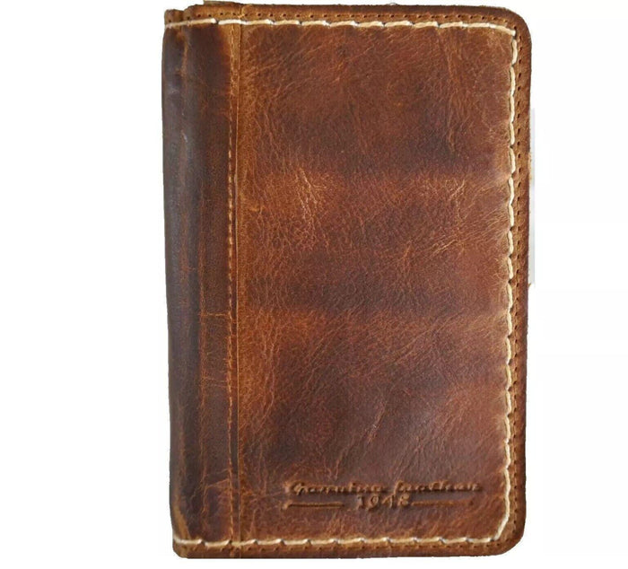 Leather wallet thin soft credit card vintage designed Diy Reto Davidov art