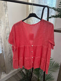 Lenora Waffle Linen Button Top