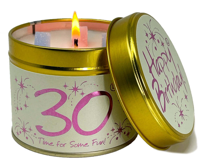 Lily Flame Happy Birthday 30th Scented Candle Tin