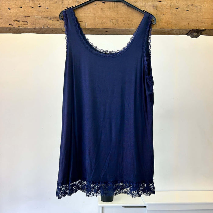 Lace Trim Detail Round Neck Vest Top