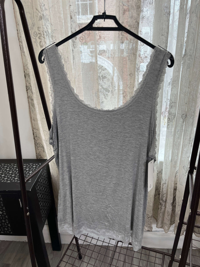 Lace Trim Detail Round Neck Vest Top