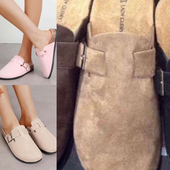Lizzy Faux Suede Buckle Mule