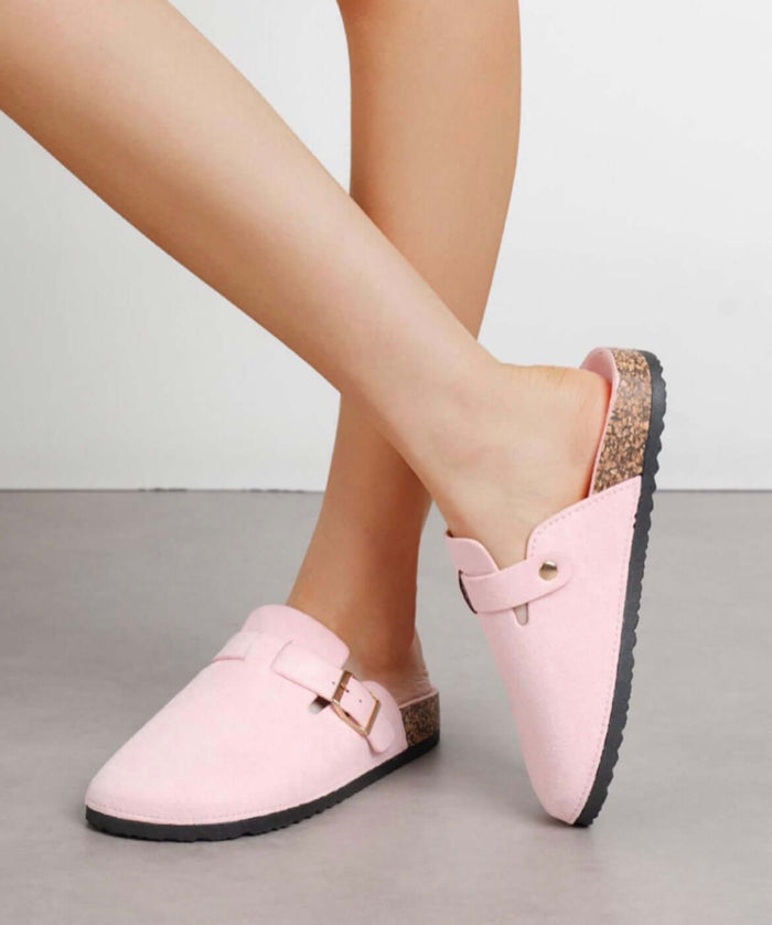 Lizzy Faux Suede Buckle Mule