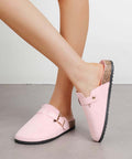 Lizzy Faux Suede Buckle Mule