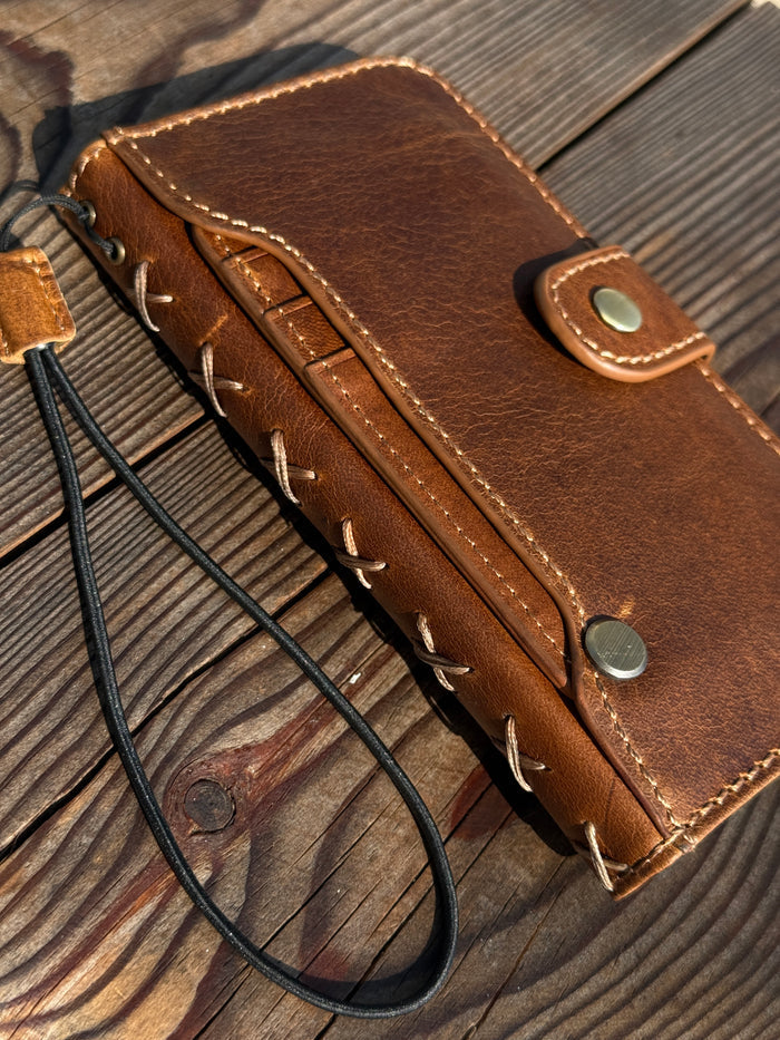 Luxury Handmade Leather Wallet Case for iPhone