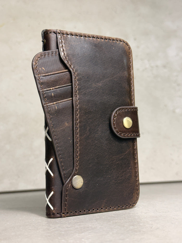 Luxury Handmade Leather Wallet Case for iPhone